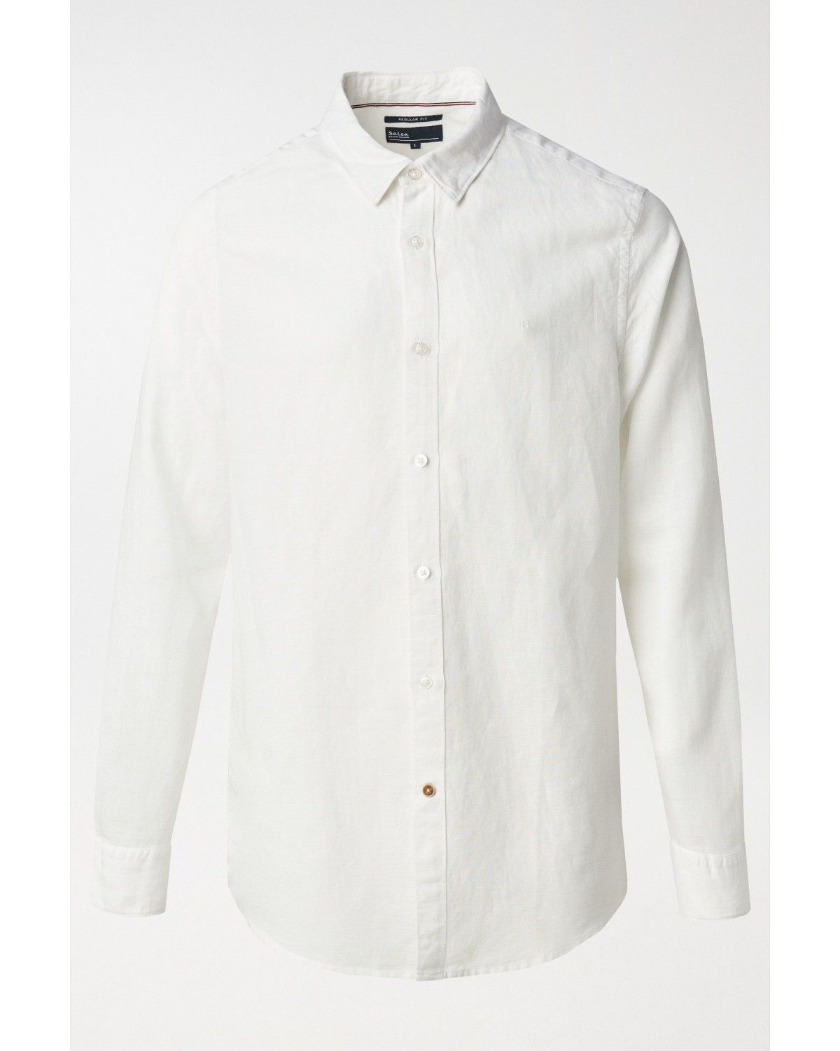 Camisa com Mescla de Linho Branco-6