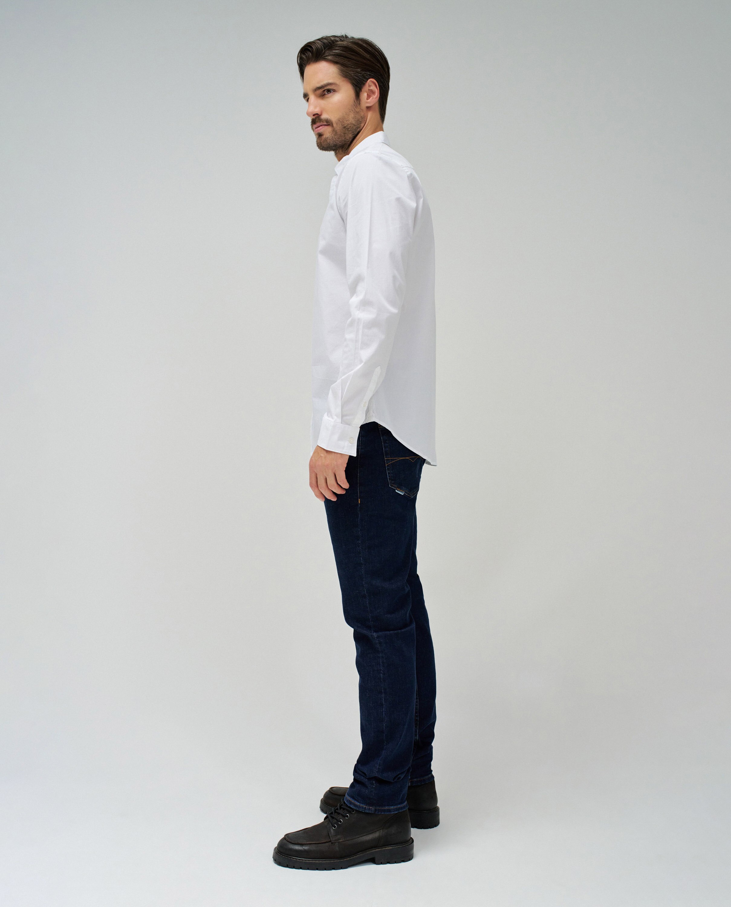 Camisa Slim Lisa de Manga Comprida Branco-2
