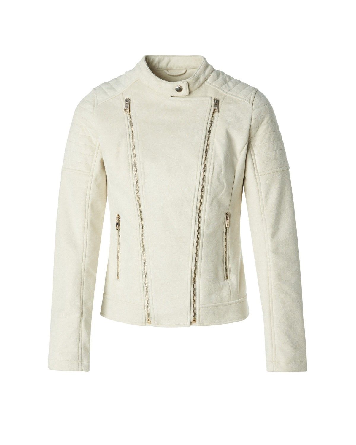 Blusão de Camurça com Fecho Zip Natural-6