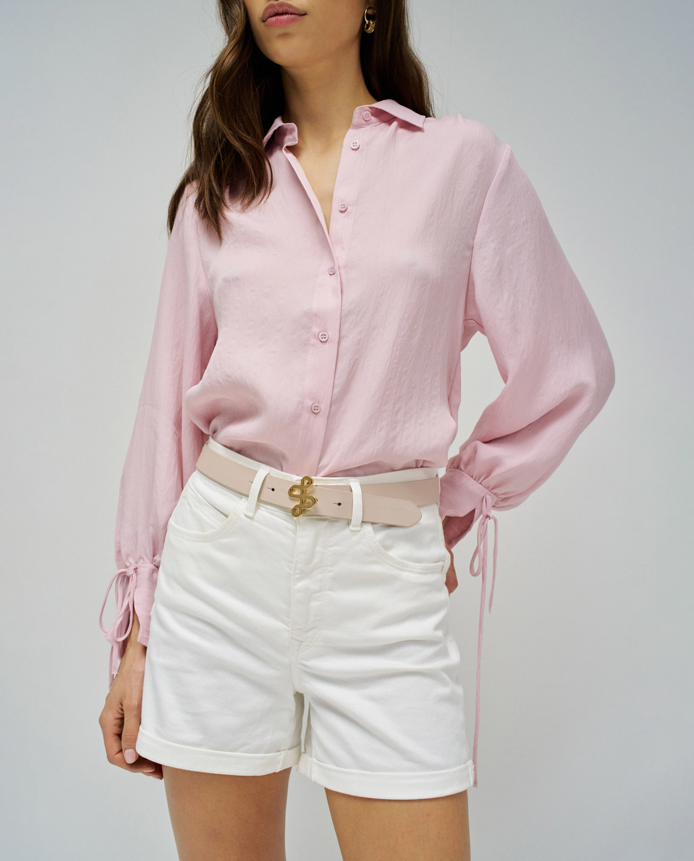 Cinto de Pele com Branding Dourado na Fivela Natural-5