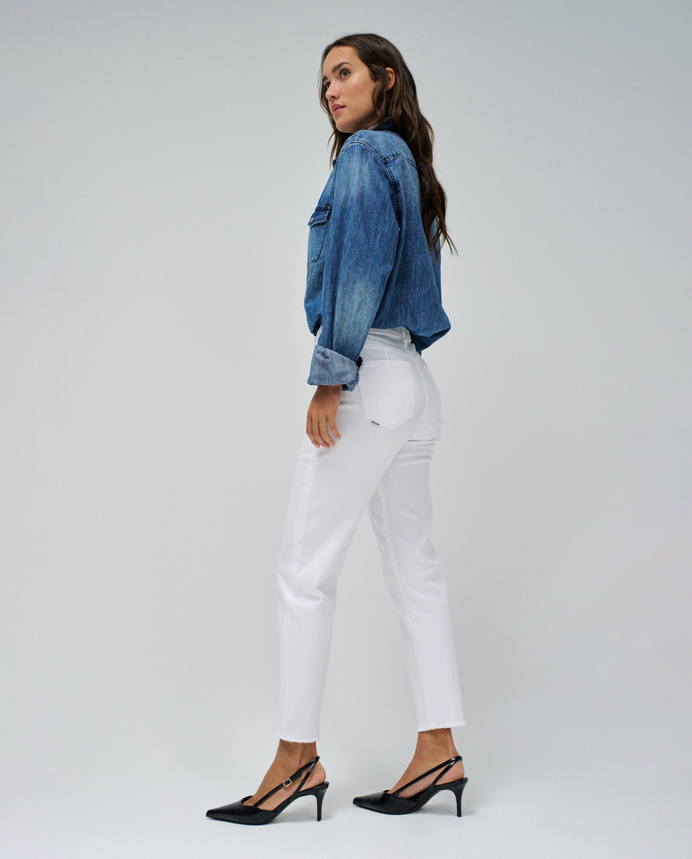 Jeans True Cropped Slim Azul / Branco-2