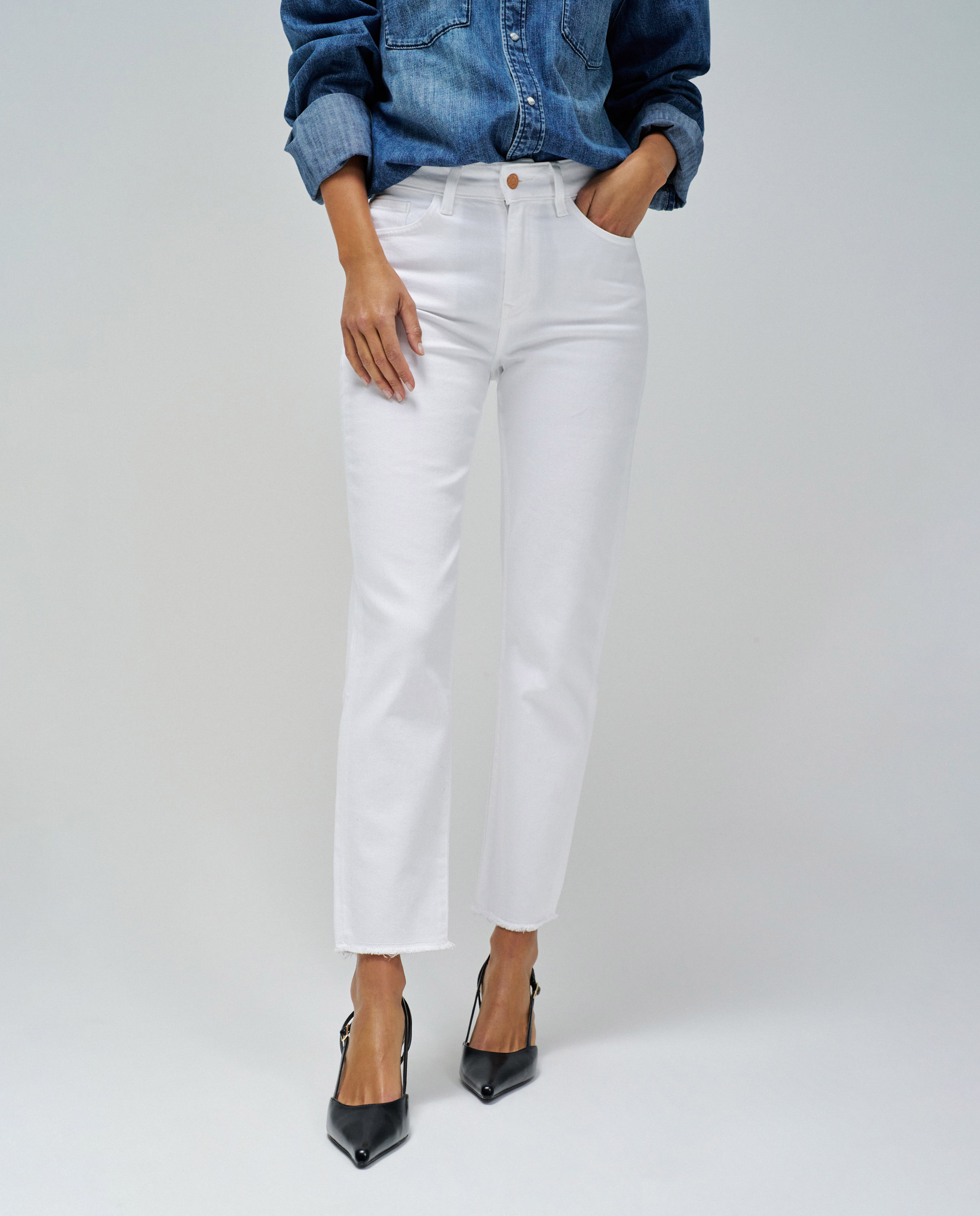 Jeans True Cropped Slim Azul / Branco-5