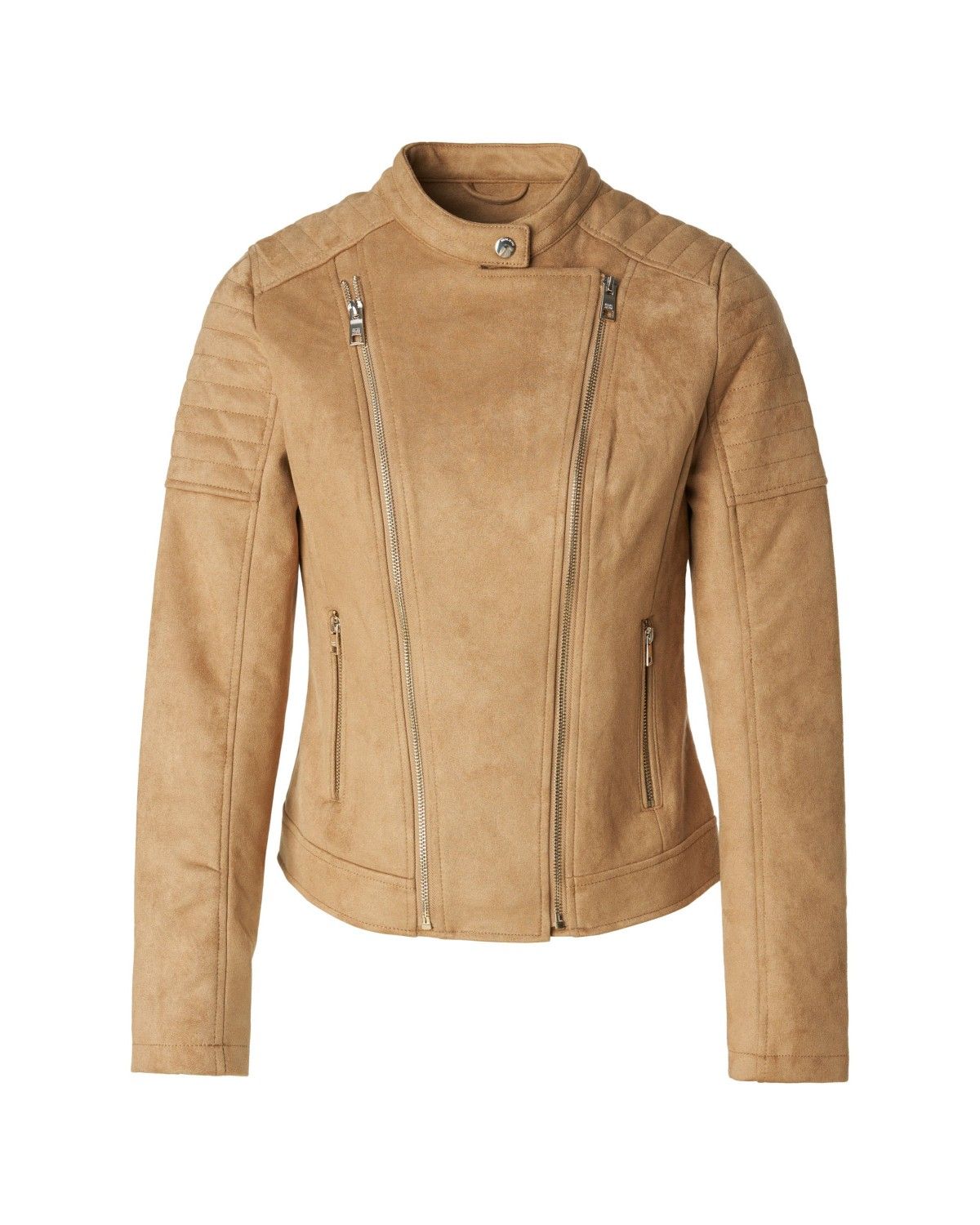 Blusão de Camurça com Fecho Zip Camel-6