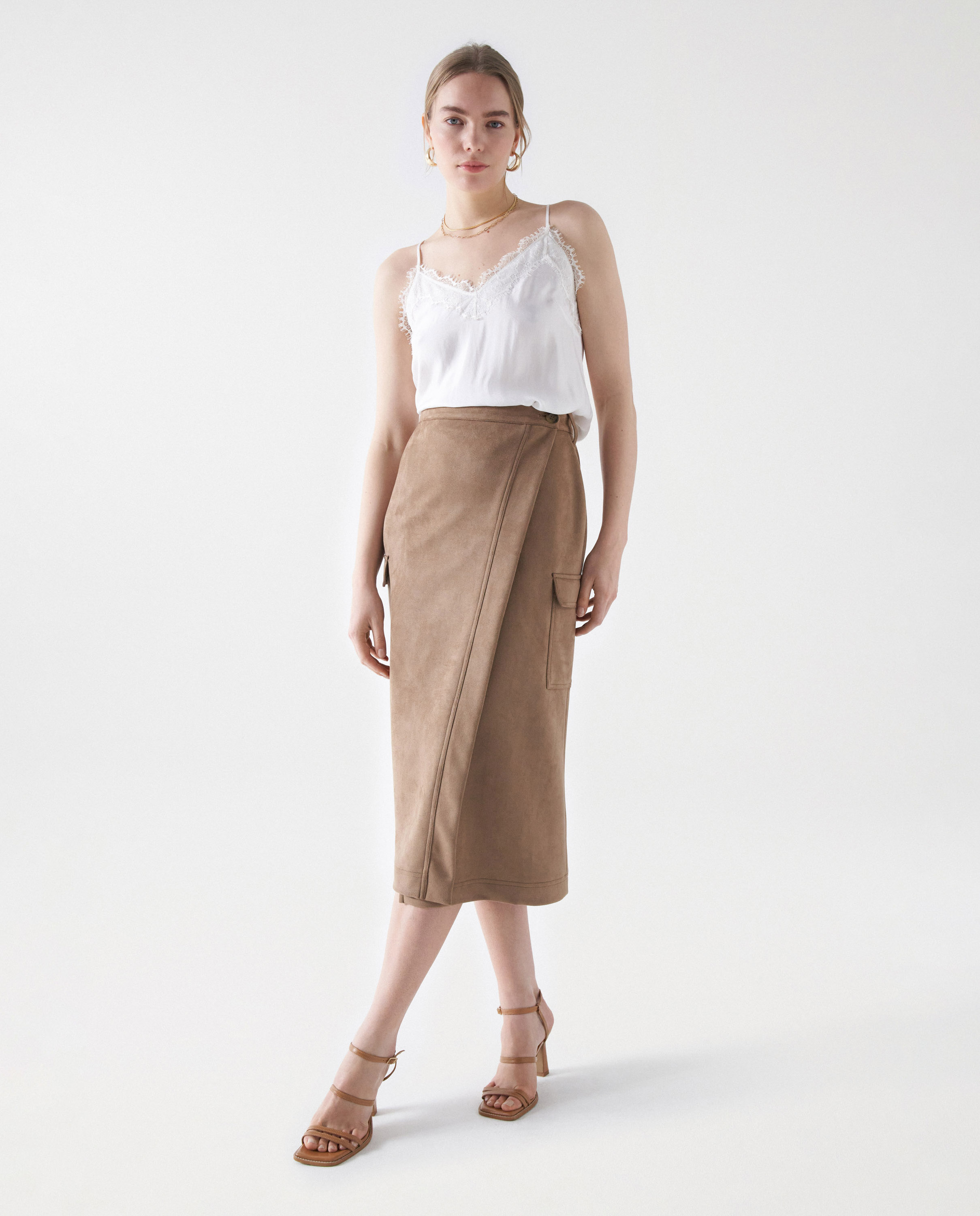 Top de Alça com Detalhe de Renda Branco-5