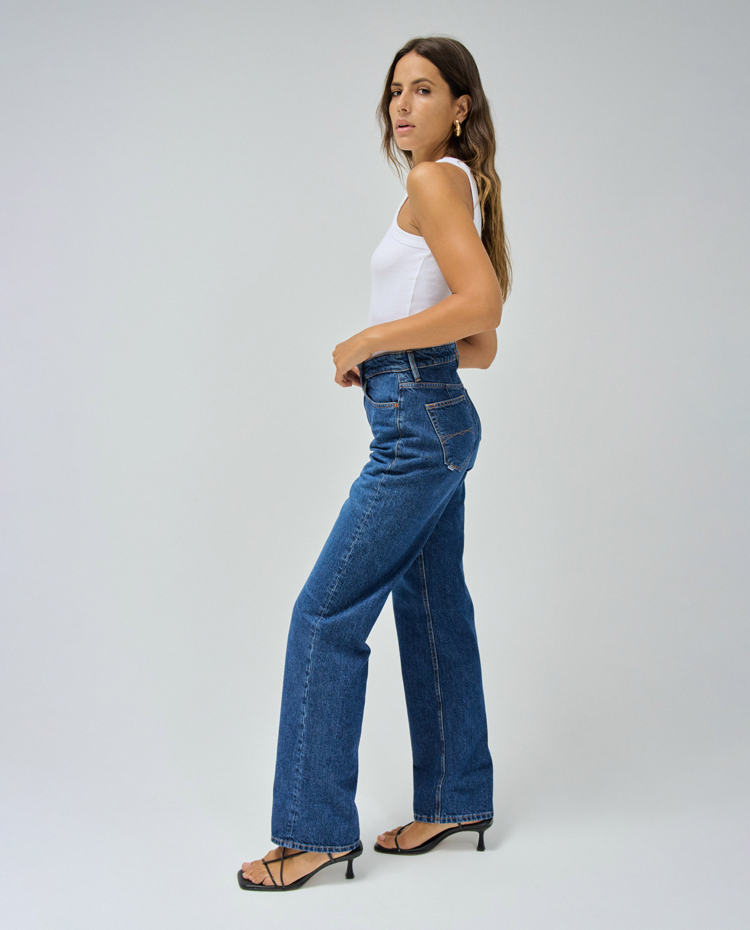 Jeans True Straight com Corte a Direito Azul-marinho-2