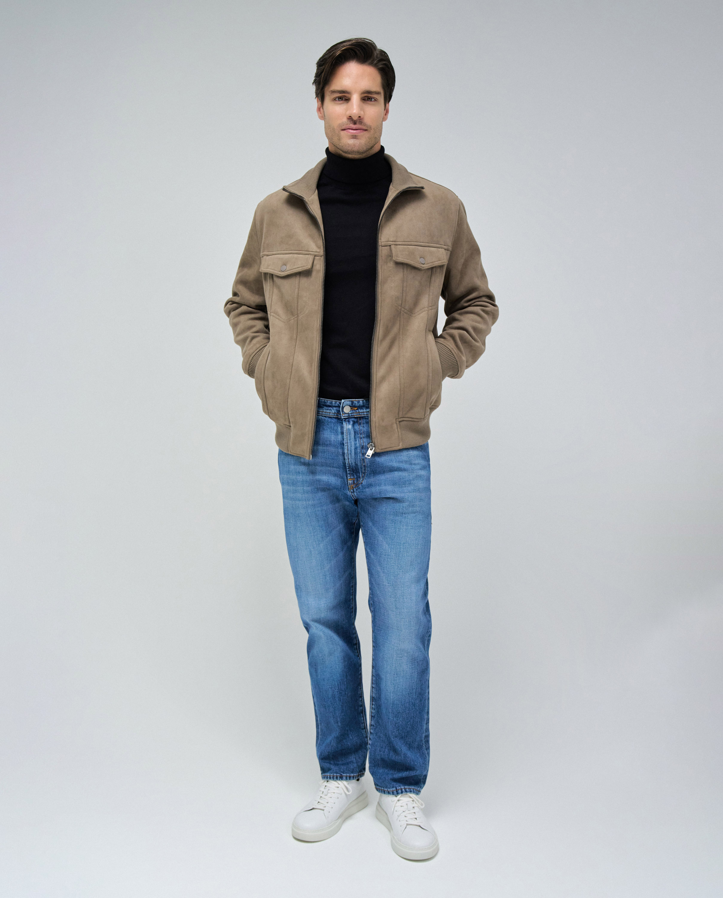 Casaco Bomber de Camurça Castanho-5