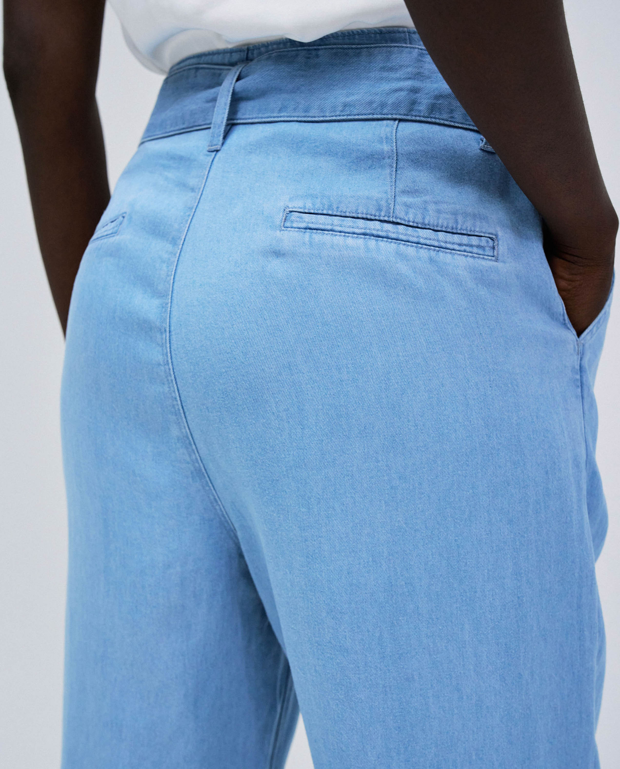 Calças Retas Baggy Cropped Slim Azul-claro-5