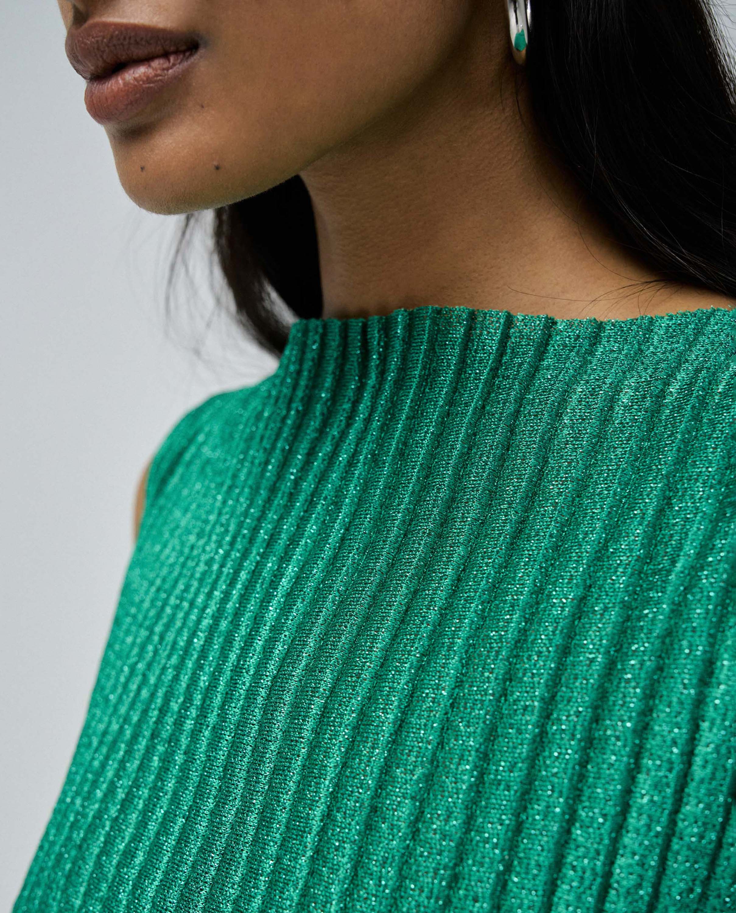 Top sem Mangas Plissado Verde-4