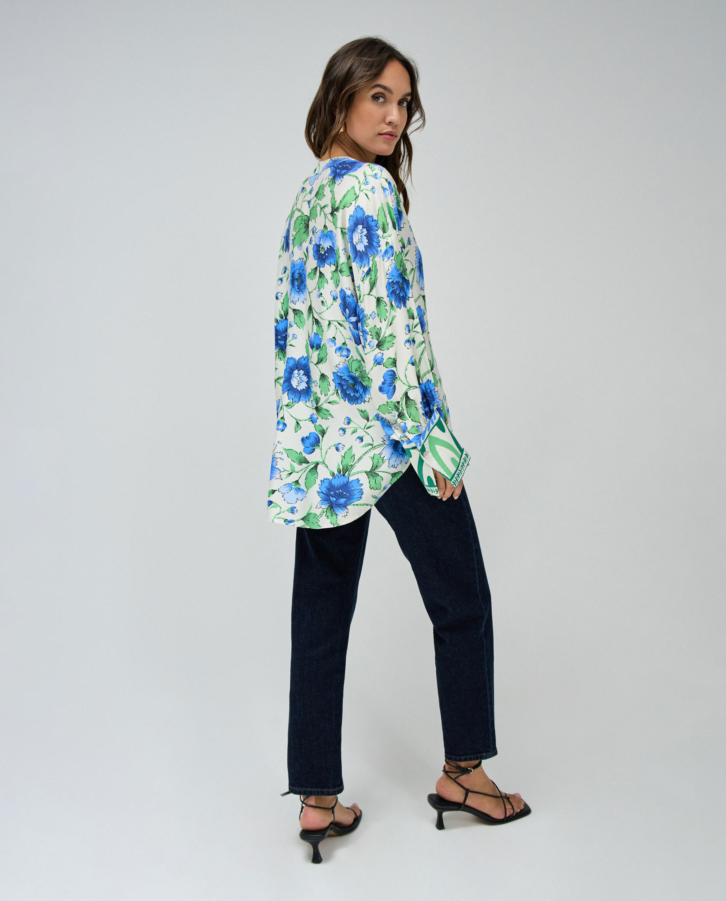 Camisa de Manga Comprida com Estampado Floral Multicolor-3
