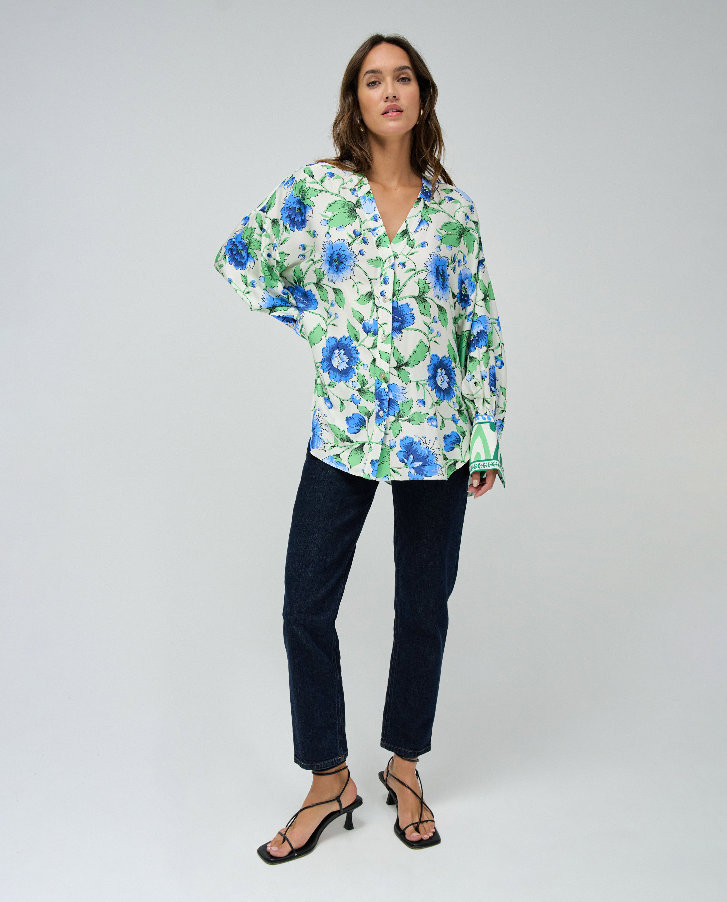 Camisa de Manga Comprida com Estampado Floral Multicolor-5