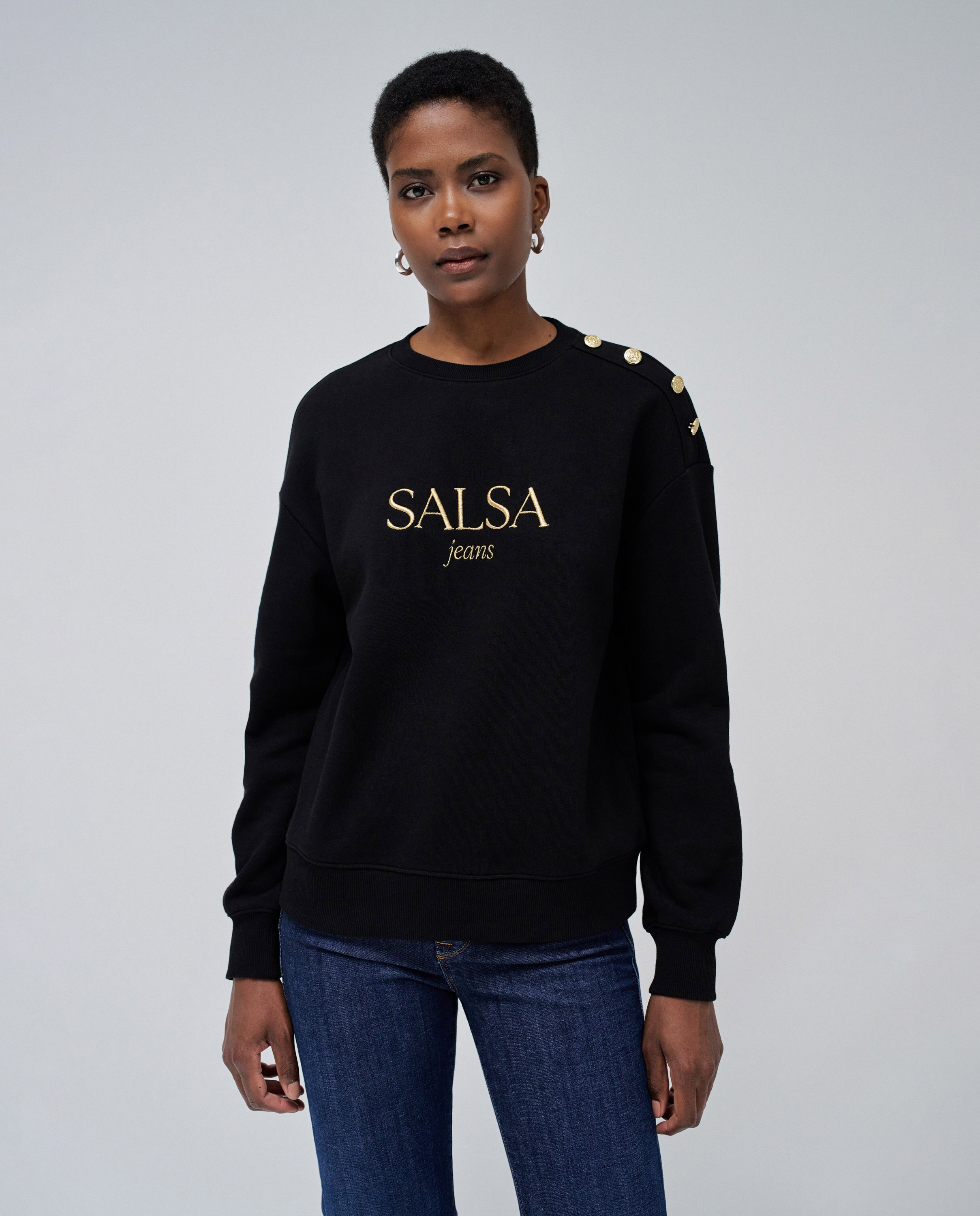 Imagem 0 de Sweatshirt com Logo e Botões Decorativos