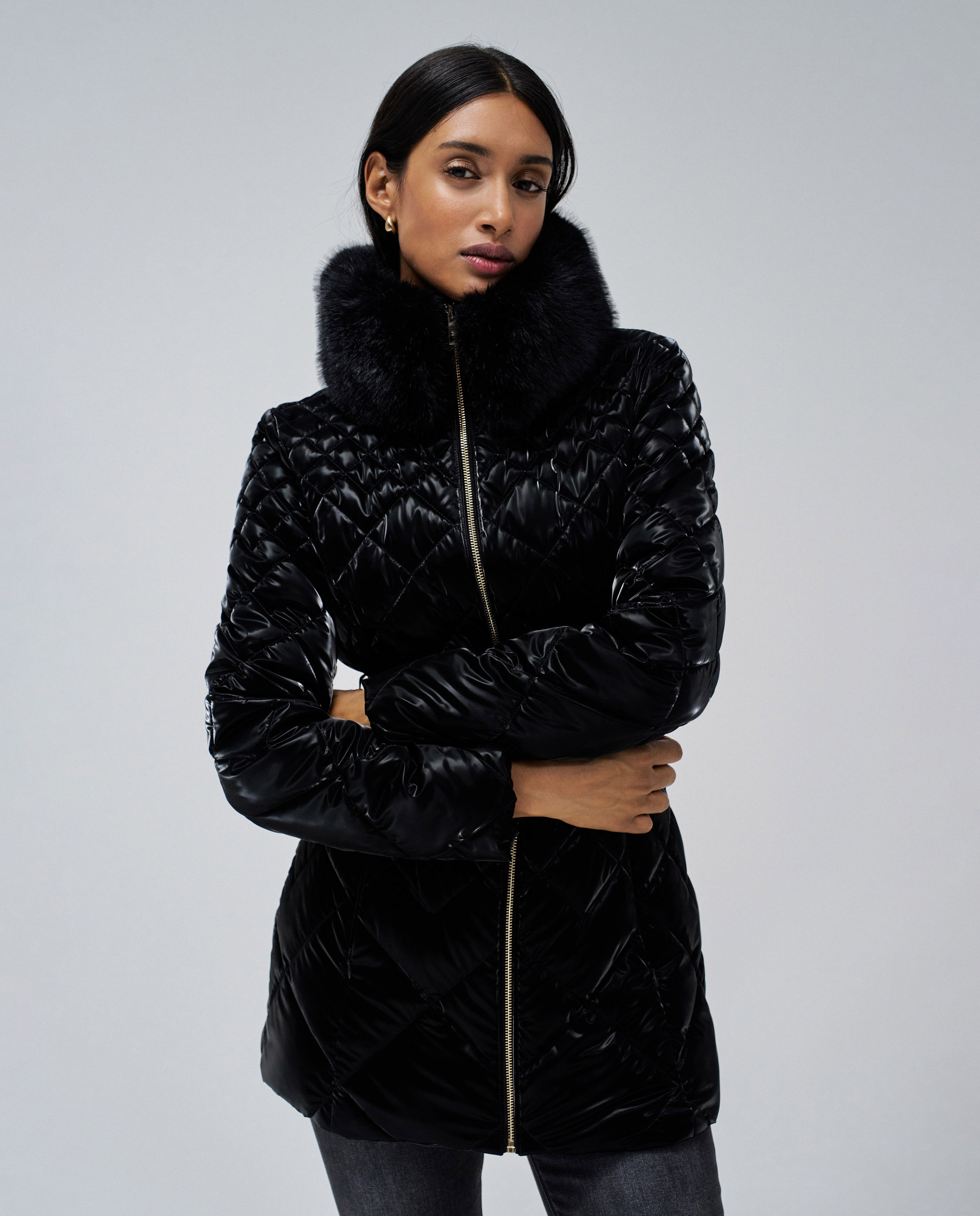 Imagem 0 de Sobretudo Acolchoado com Efeito Veludo