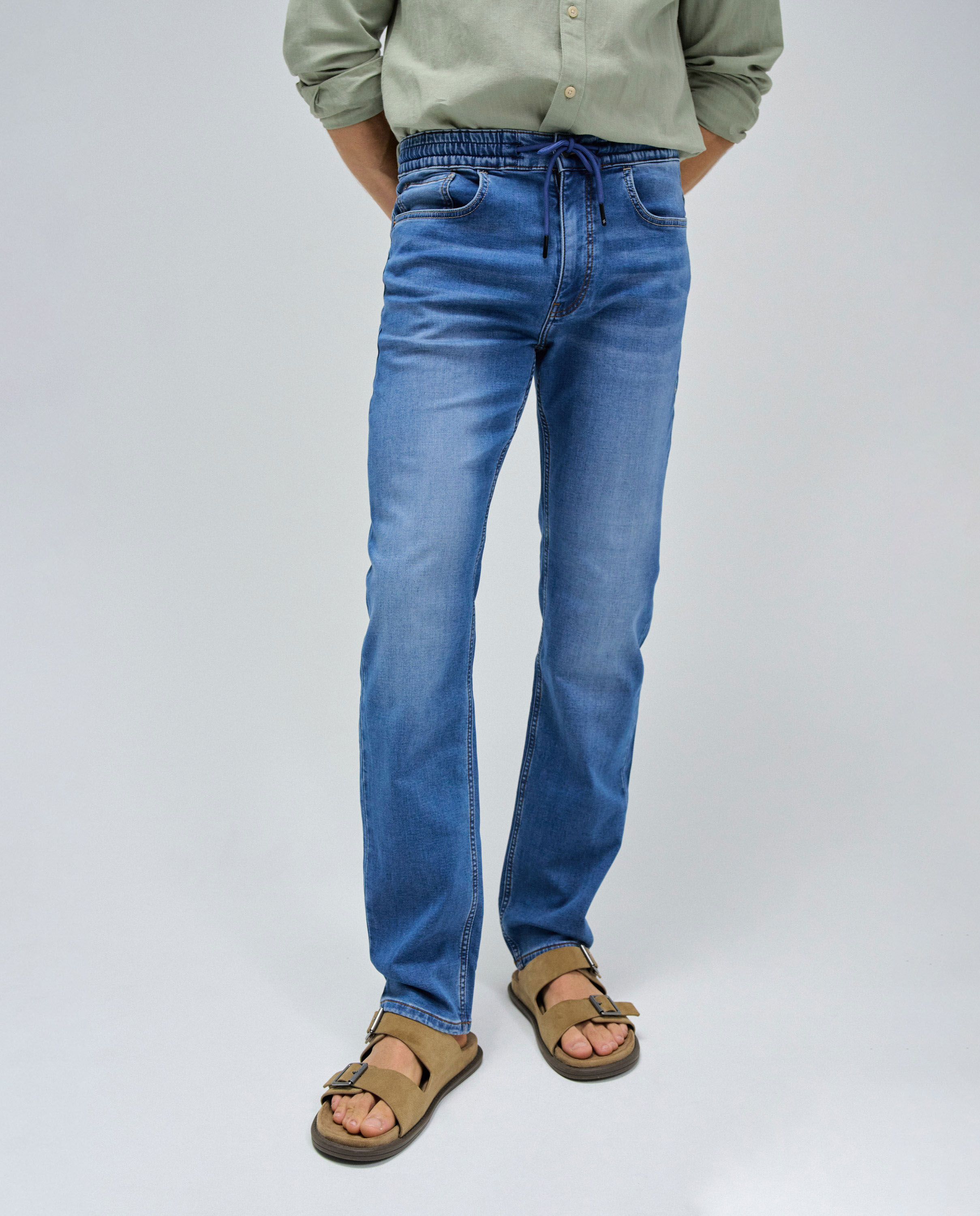 Jeans Jogger Regular Fit Azul-5