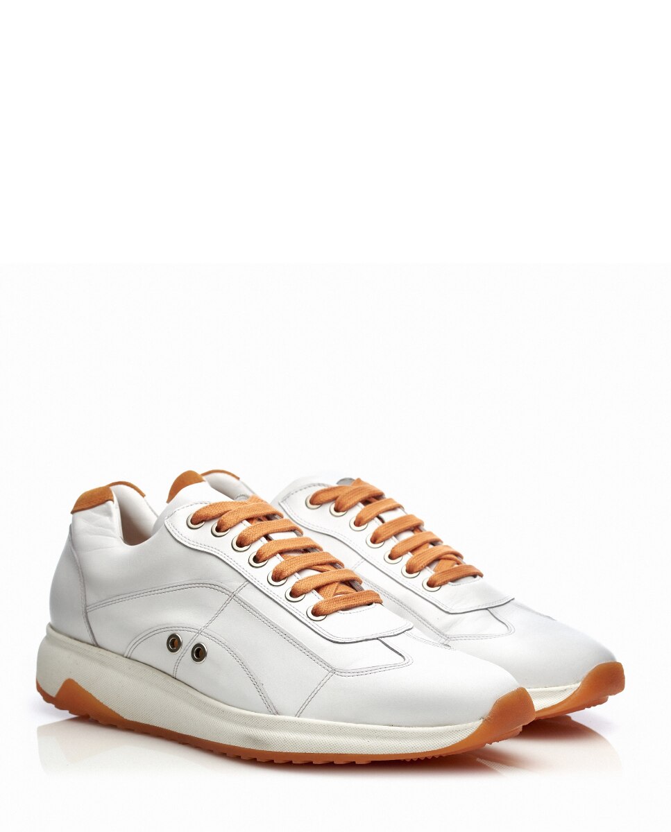 Sneaker intemporal Mariano feito à mão em pele e extramente confortável Laranja-2