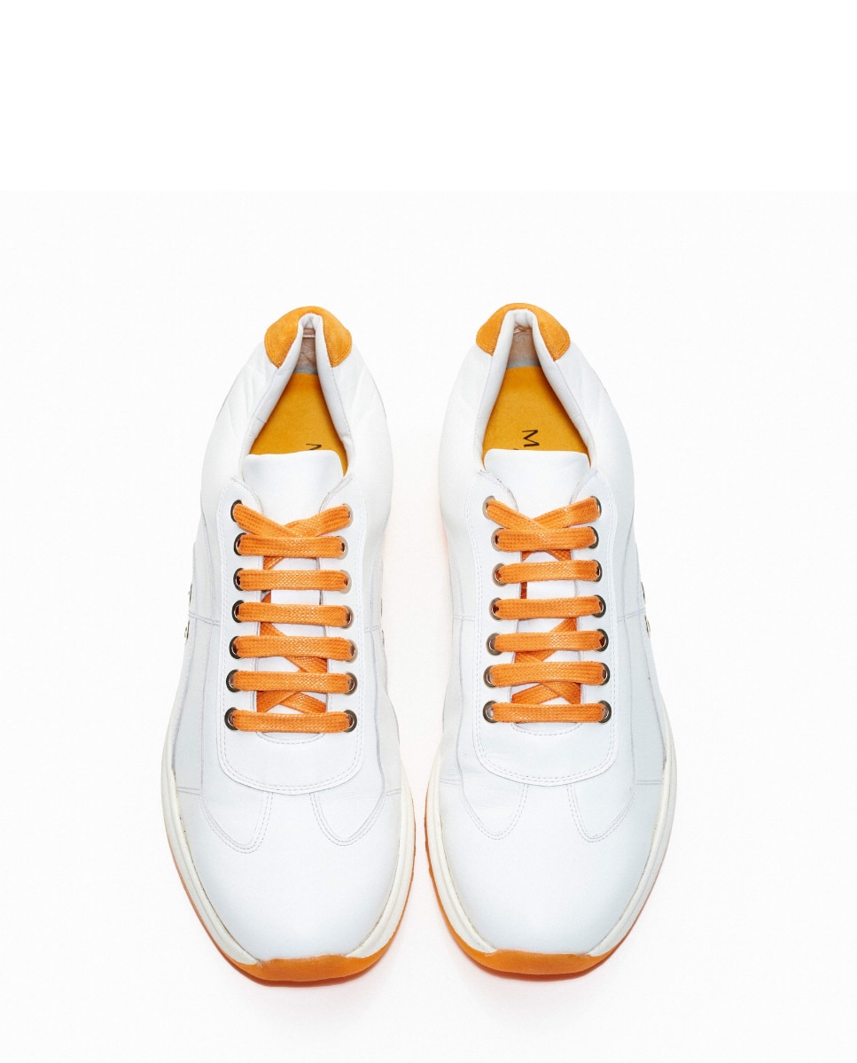 Sneaker intemporal Mariano feito à mão em pele e extramente confortável Laranja-3