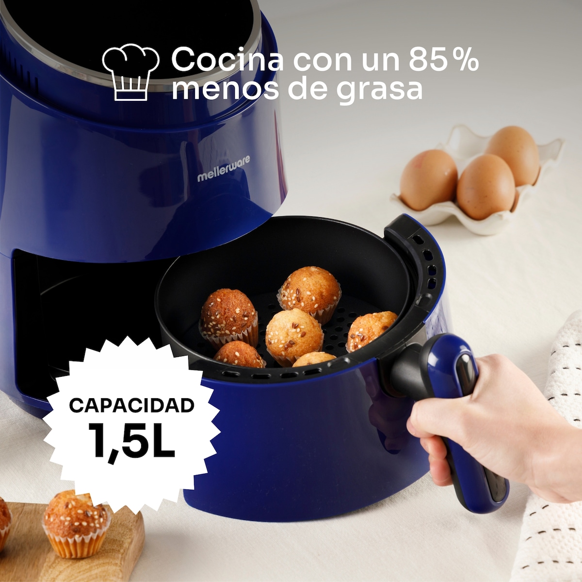 Fritadeira de Ar Mellerware CRUNCHY! Blue, 1.5L Azul-3