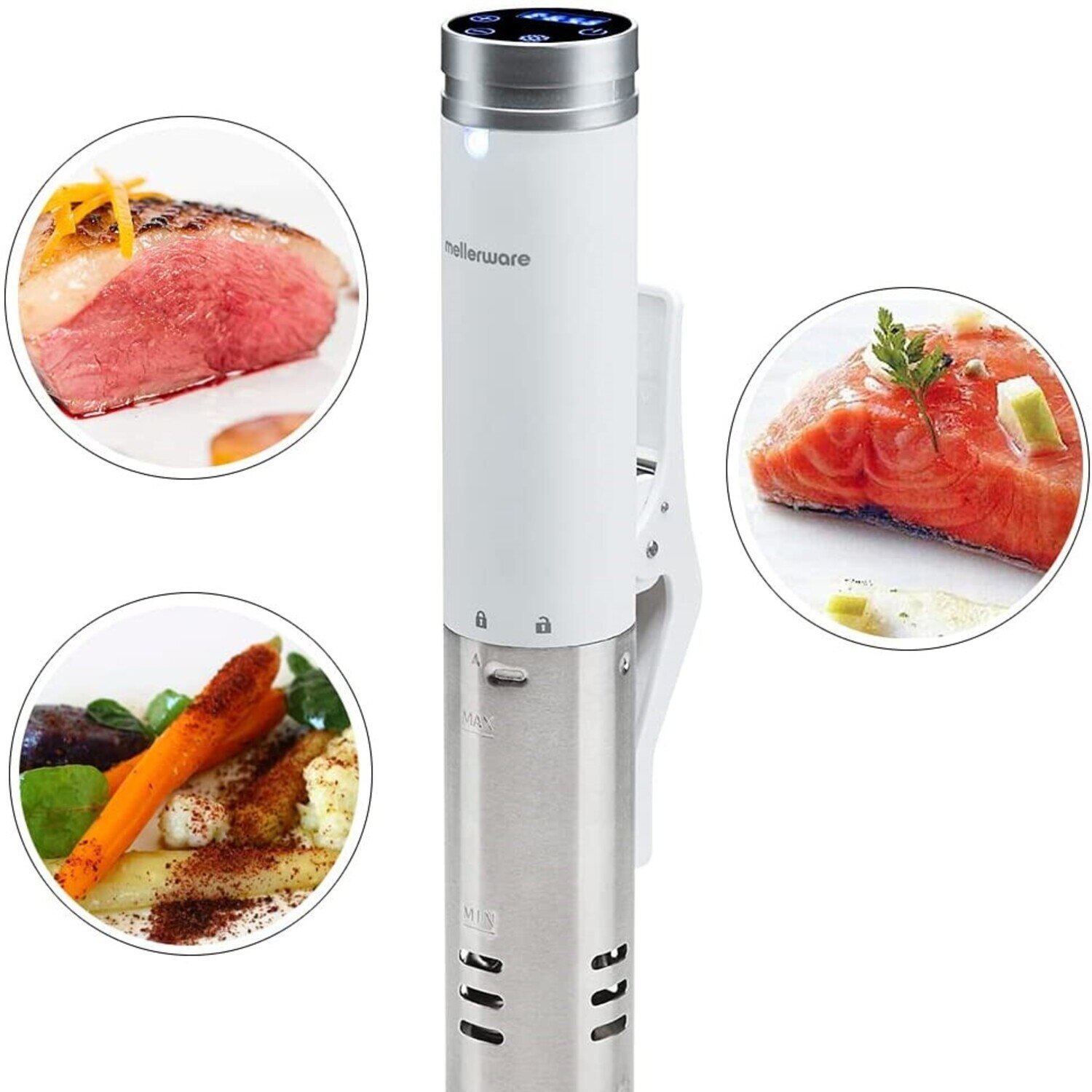 Máquina de Sous Vide Mellerware CHEFFY White - 1000W, INOX Branco-2