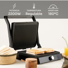 Grelhador de Placas Mellerware Hotty - 2200W, Placas extra-grandes Preto-2