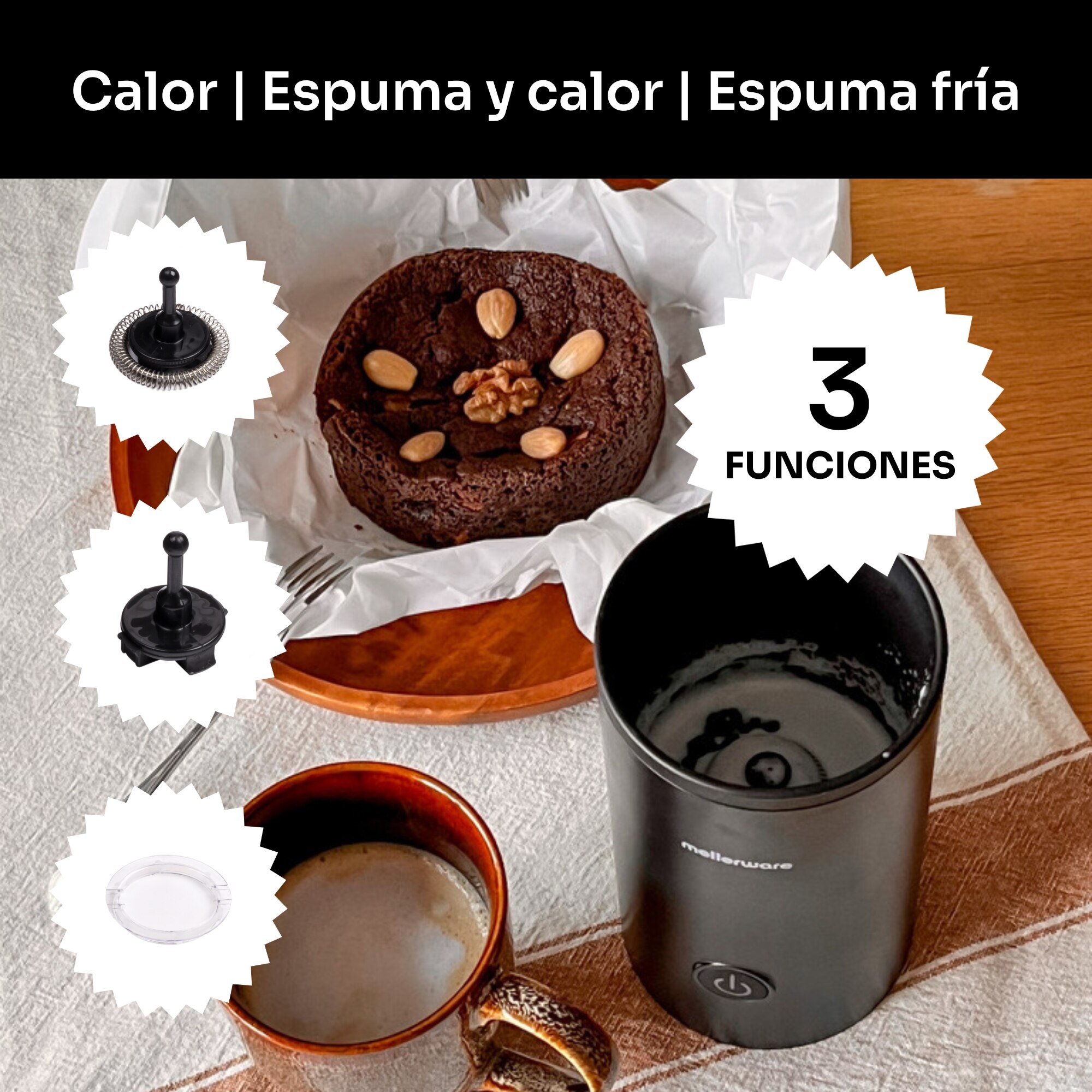 Espumador de Leite Mellerware FROTHY! White Branco-4
