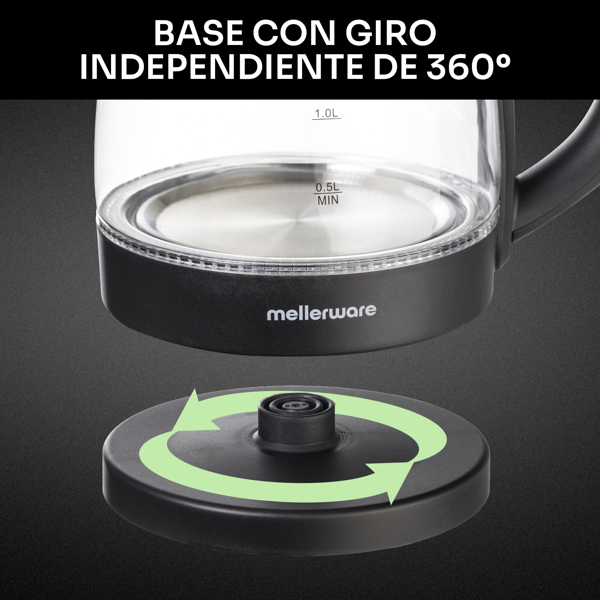 Fervedor Mellerware SPRING Basic, 2200W, 1.7L, <3min Preto-6