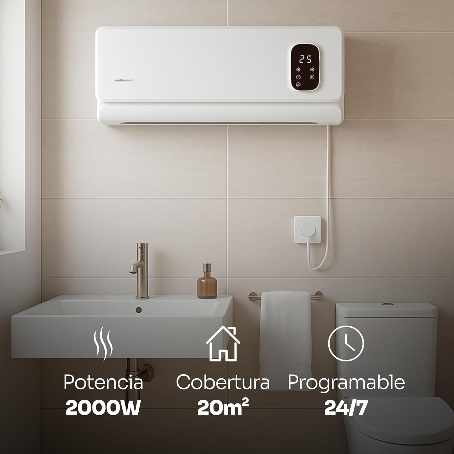 Aquecedor de Parede Mellerware Homy Wall Branco-3