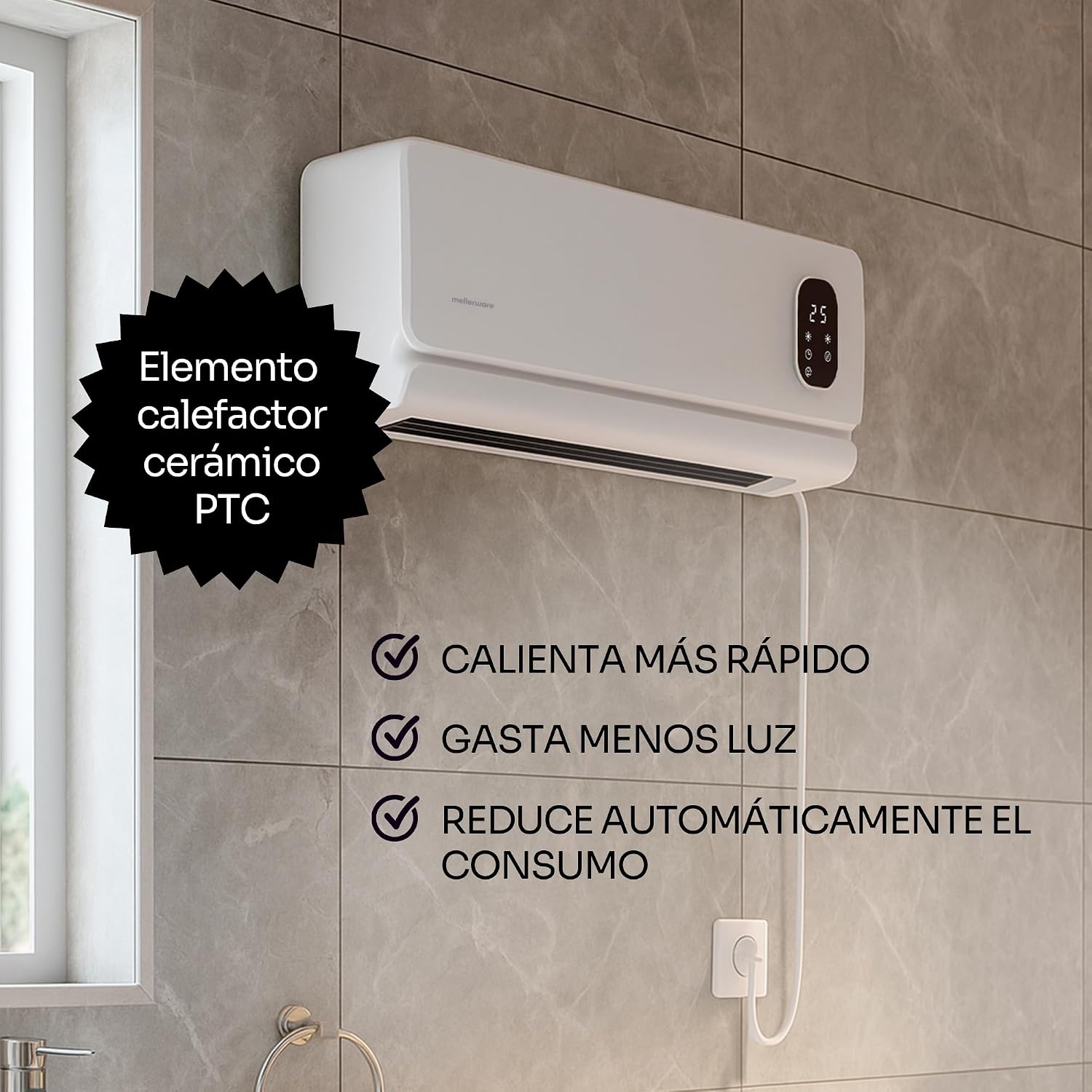Aquecedor de Parede Mellerware Homy Wall Branco-6