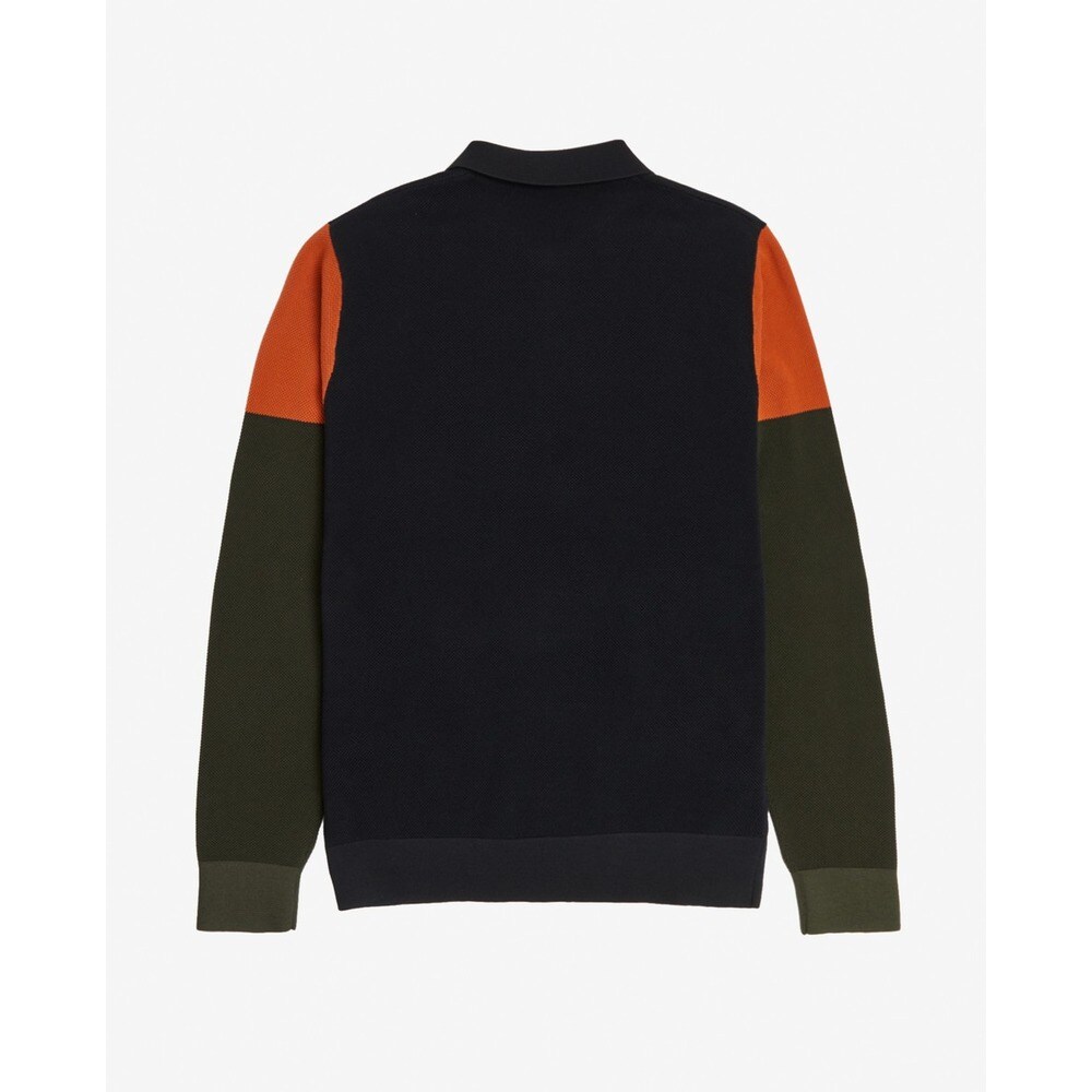 Polo de homem colourblock com fecho Preto-3