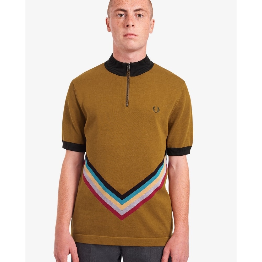 Polo de homem em algodão com fecho Camel-1