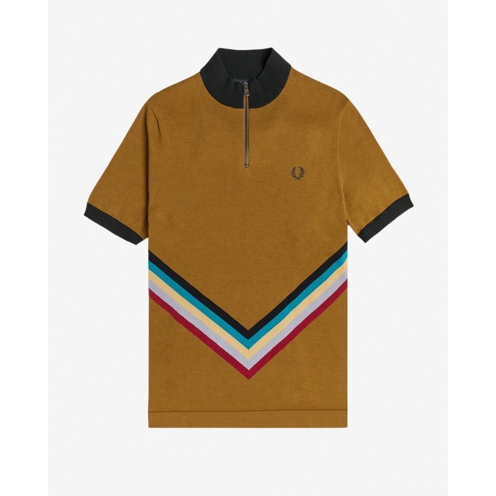 Polo de homem em algodão com fecho Camel-4