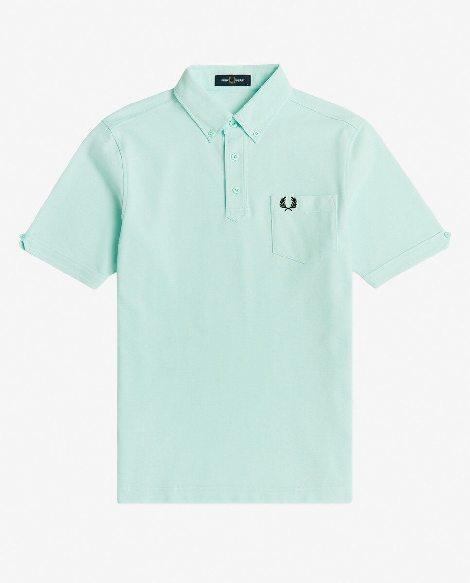 Polo liso com botões Azul-claro-2