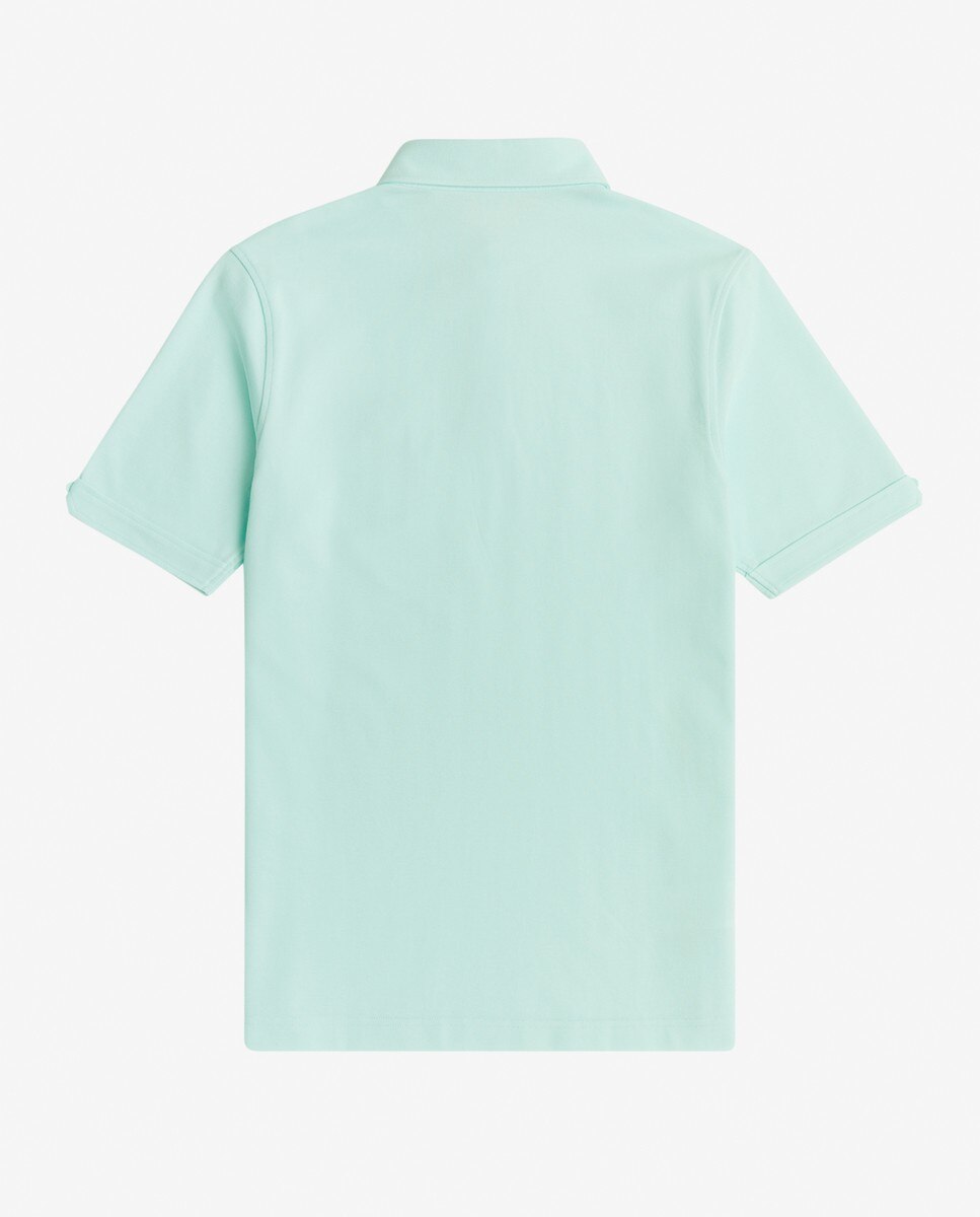 Polo liso com botões Azul-claro-3
