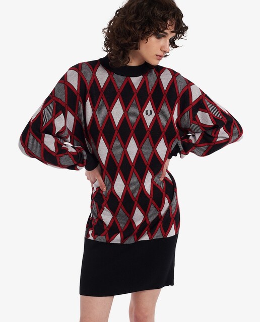 Imagem 0 de Vestido em malha com padrão geométrico
