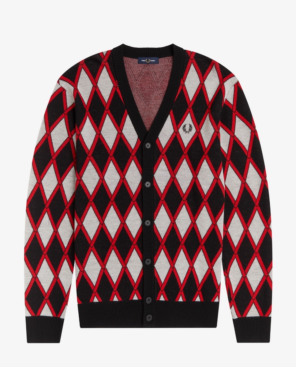 Cardigan com padrão geométrico Preto-1