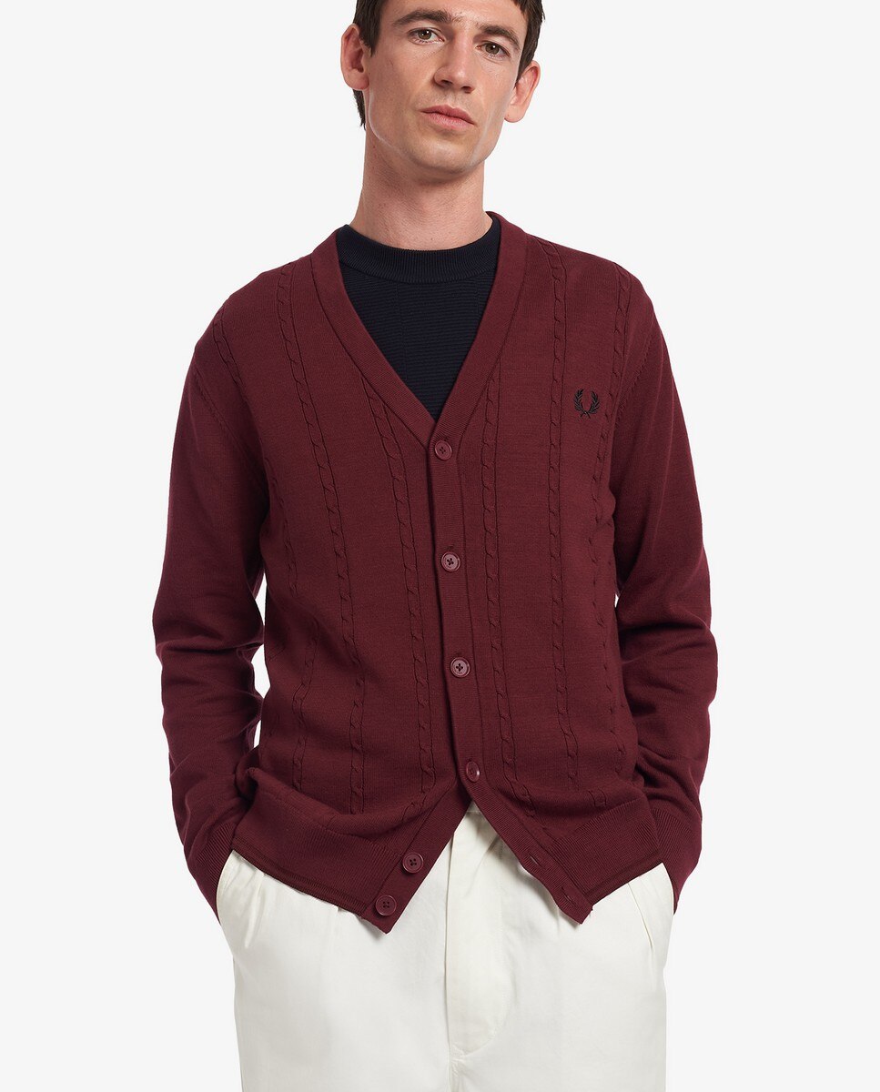 Cardigan estilo clássico Bordeaux-1