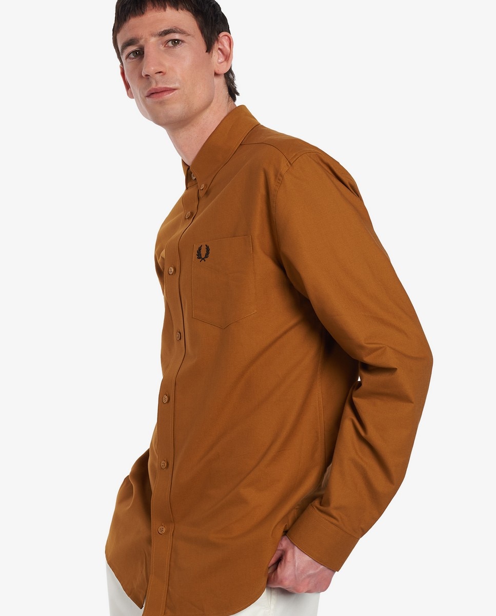 Camisa com bolso Oxford Camel-1