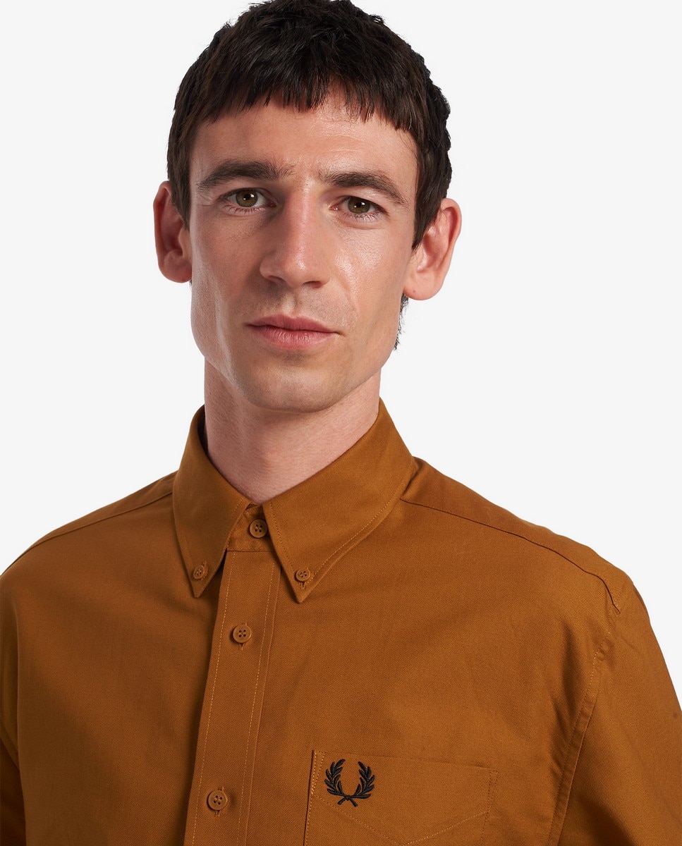Camisa com bolso Oxford Camel-4