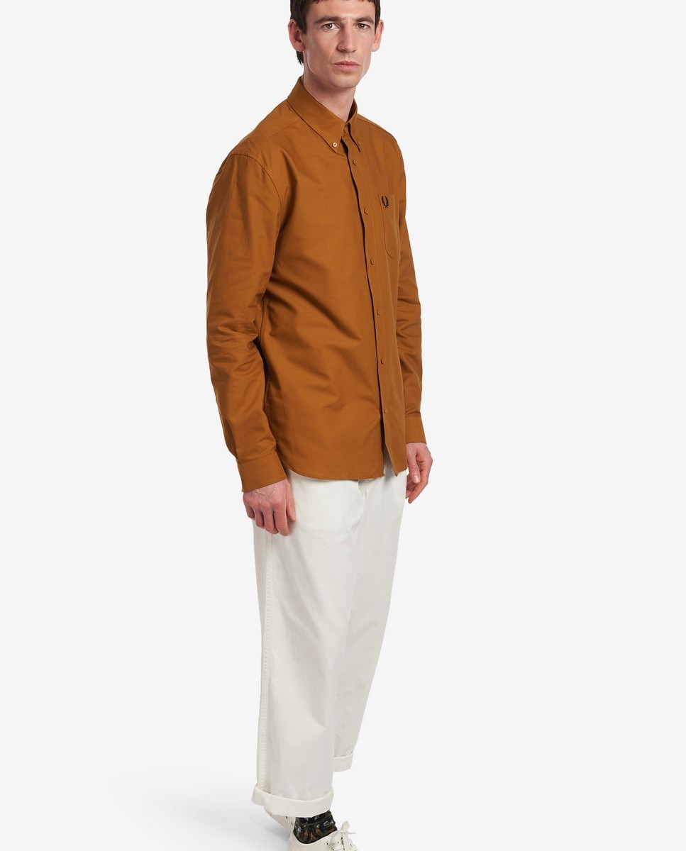 Camisa com bolso Oxford Camel-5
