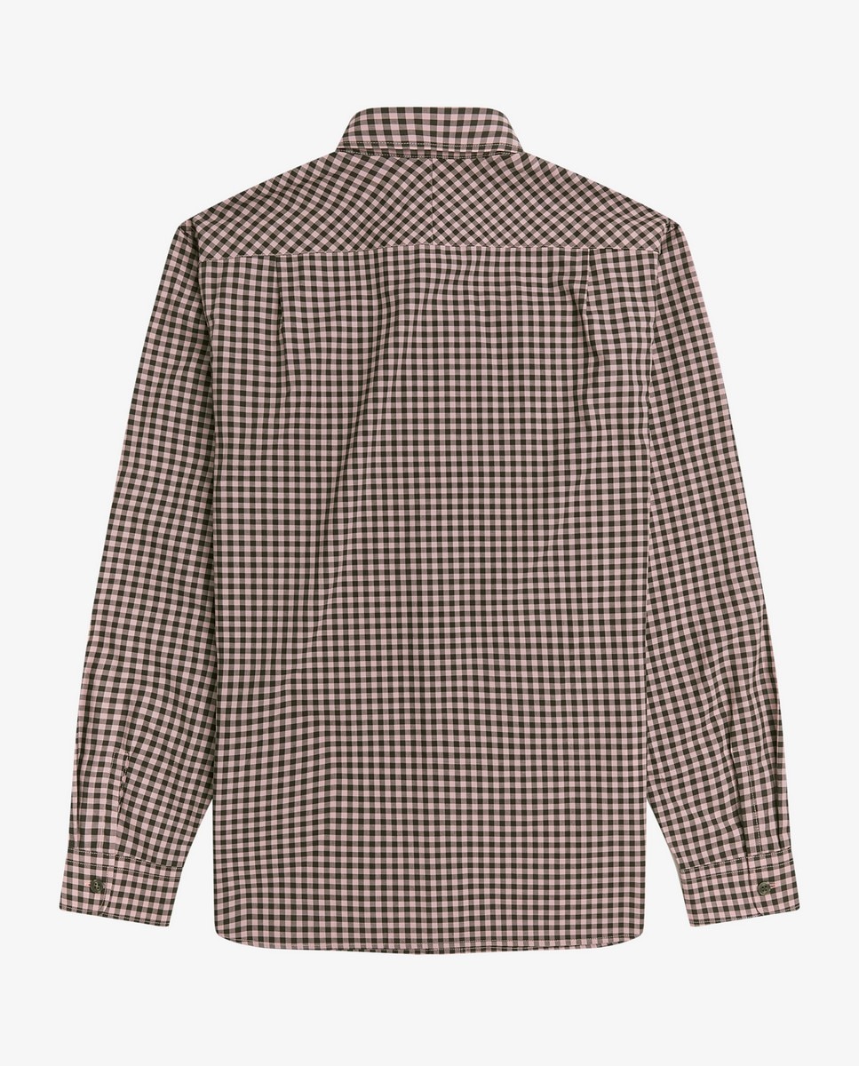 Camisa de manga comprida aos quadrados Rosa-4