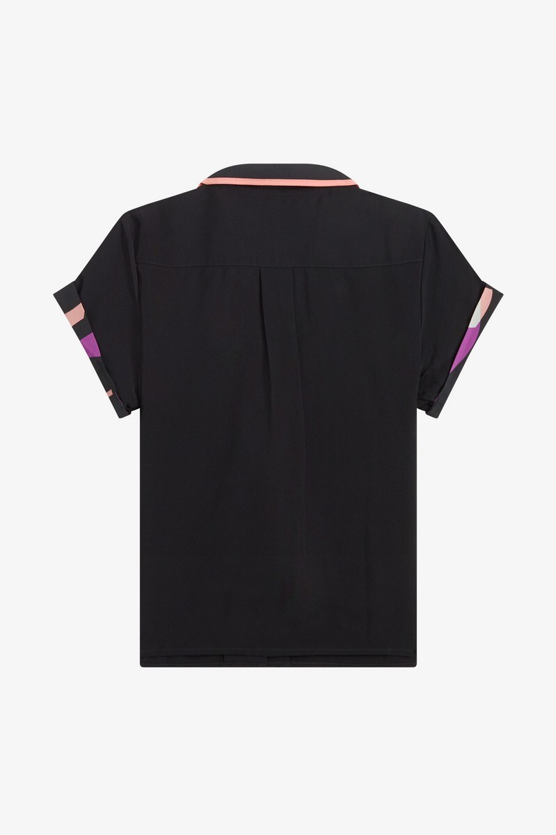 Camisa de bowling com acabamento estampado Preto-2