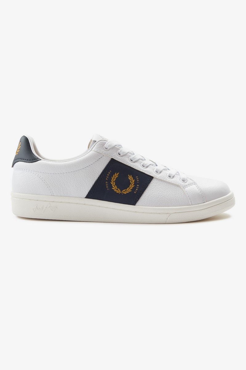Sapatilha em pele polida Fred Perry Branco-1