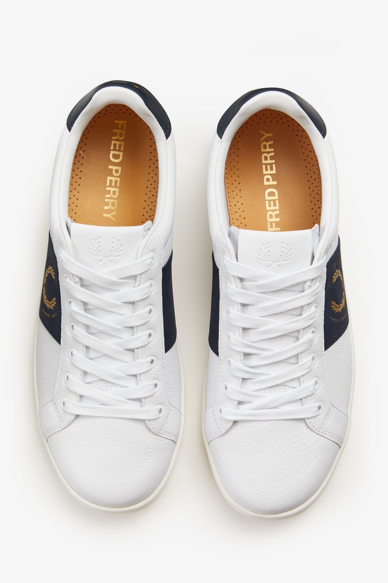 Sapatilha em pele polida Fred Perry Branco-2