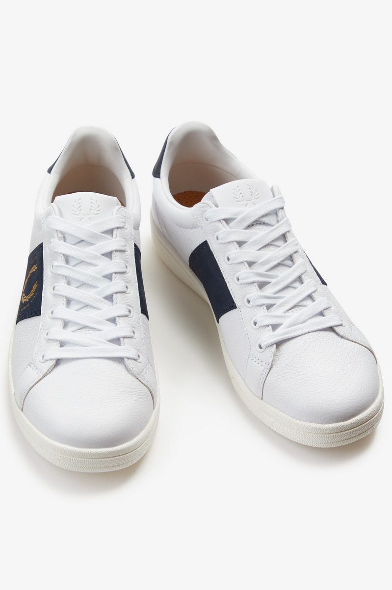 Sapatilha em pele polida Fred Perry Branco-3