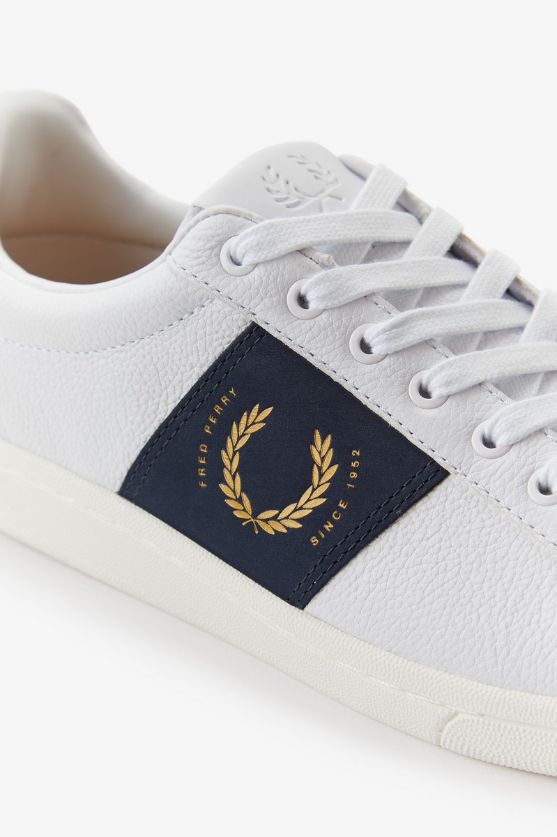 Sapatilha em pele polida Fred Perry Branco-6