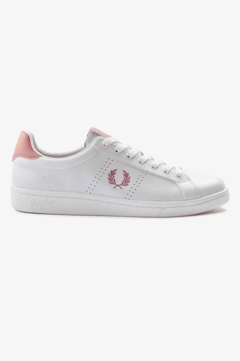 Sapatilha em pele macia Fred Perry Branco-1
