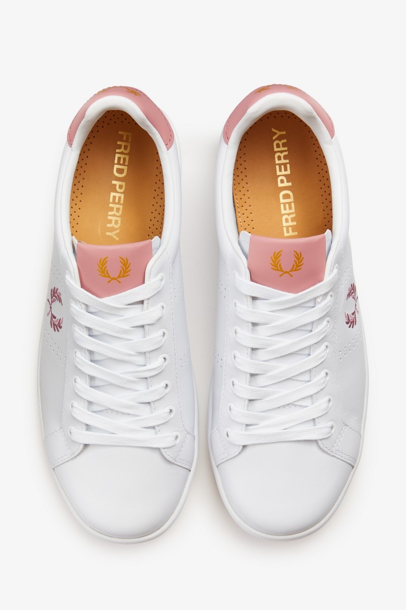 Sapatilha em pele macia Fred Perry Branco-2