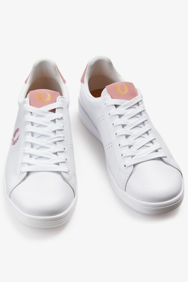 Sapatilha em pele macia Fred Perry Branco-3