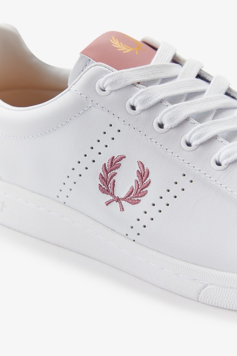 Sapatilha em pele macia Fred Perry Branco-6