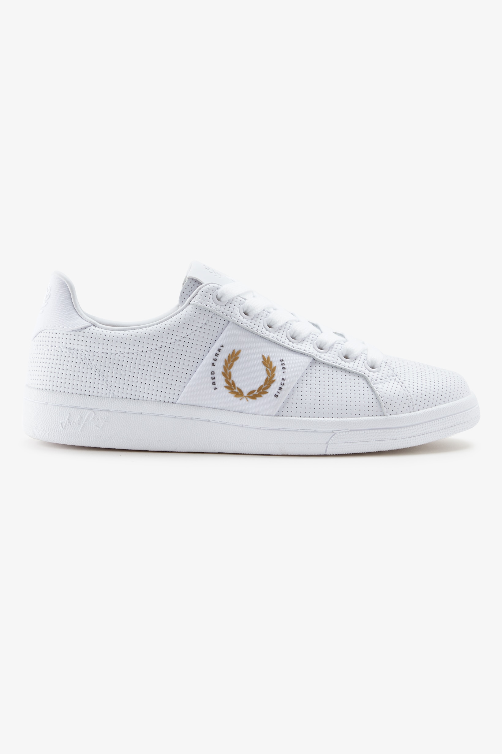 Sapatilha em pele perfurada Fred Perry Branco-1