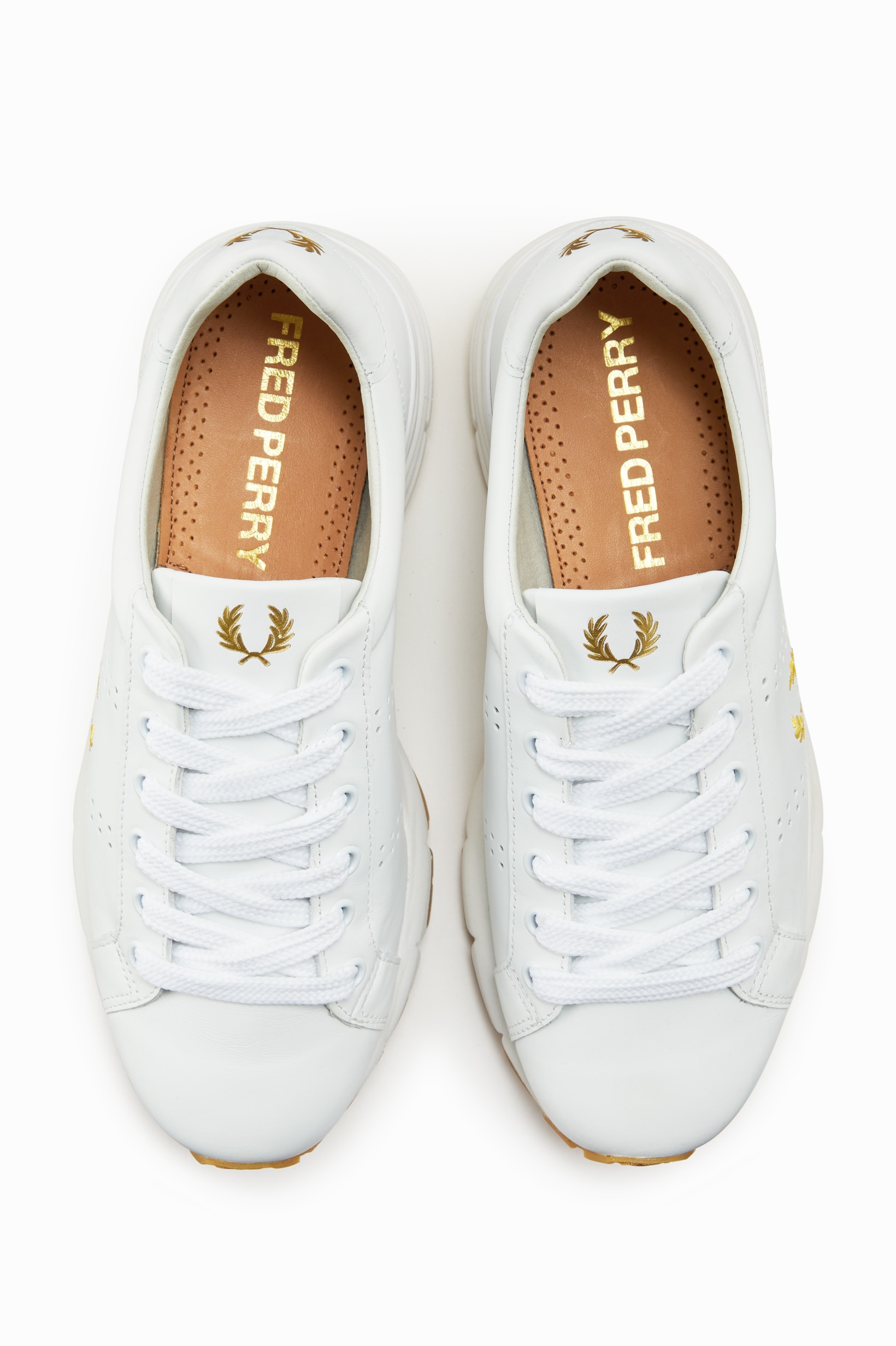 Sapatilha em pele macia Fred Perry Branco-2