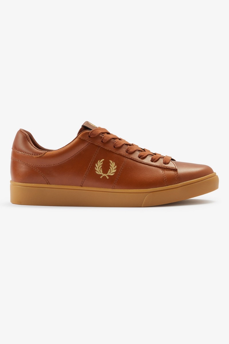 Sapatilha 'Spencer' em pele Fred Perry Castanho-1